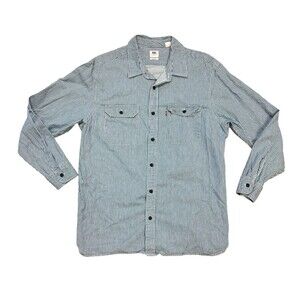 Levi’s Men’s Blue White Relaxed Striped Button Down Long Sleeve Shirt Size Larg